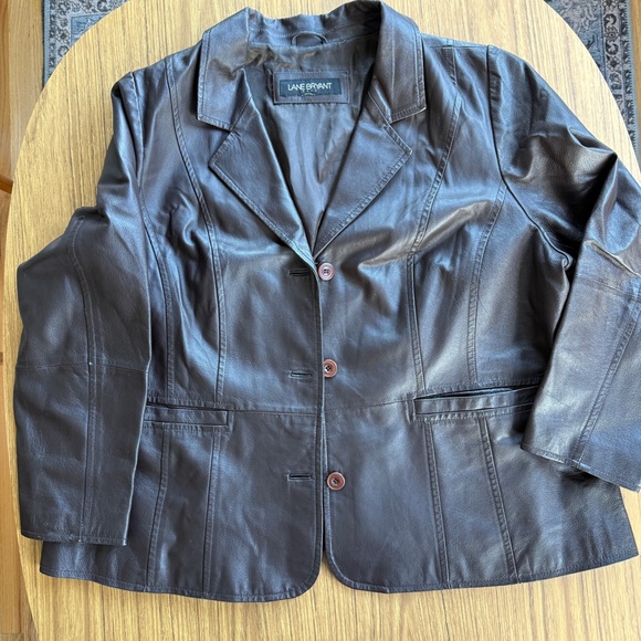 Lane Bryant Jackets & Blazers - Lane Bryant Brown Leather Jacket Blazer 2X